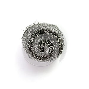 Wire wool scourer on white background