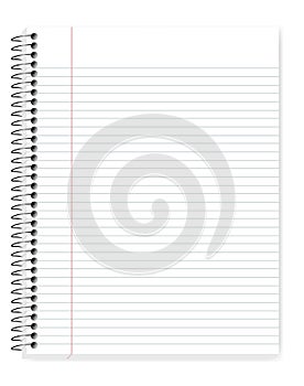 Wirebound lined notebook with margin, vector mock up