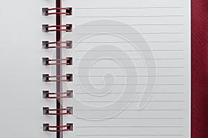 Wirebound Notebook Open with Lined Paper.