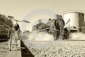 Wired Bicycle by the Steam Train