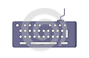 Wired computer keyboard buttons isometric icon vector illustration cyberspace text input control