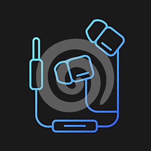 Wired earphones gradient vector icon for dark theme