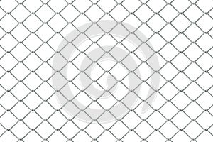 Wired fence pattern, metal grid on white background, 3D rendering