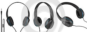 Wired headphones, computer accessory, in isolation on a white background