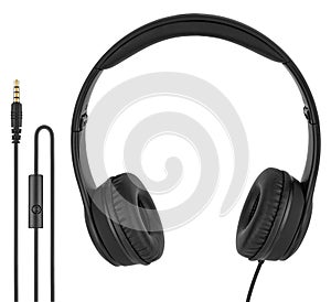 Wired headphones, computer accessory, in isolation on a white background