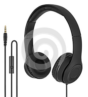 Wired headphones, computer accessory, in isolation on a white background