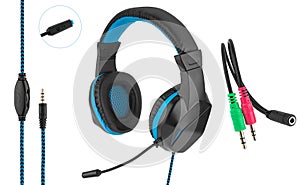 Wired headphones, computer accessory, in isolation on a white background