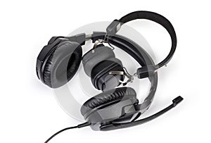Wired headset with full size headphones and wireless ear speakers