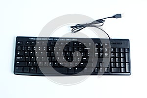 Wired keyboard isolated on white background