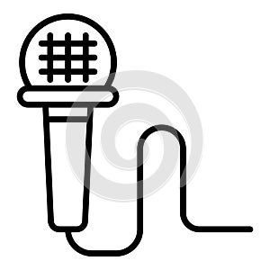 Wired microphone icon, outline style