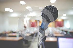 Wired microphone in the meeting room.