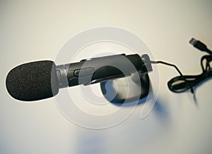 Wired microphone for recording sounds. Microphone for sound recording and streaming