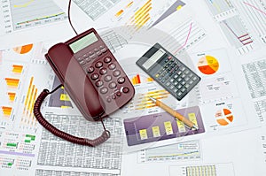 Wired phone and calculator