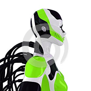 Wired robotic futuristic woman