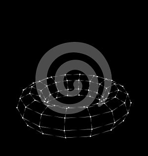 Wireframe 3D Torus with Bright Light Dots