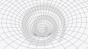 Wireframe 3D tunnel. Perspective grid background texture. Meshy wormhole model. Vector Illustration