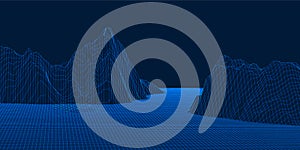 Wireframe abstract landscape banner design