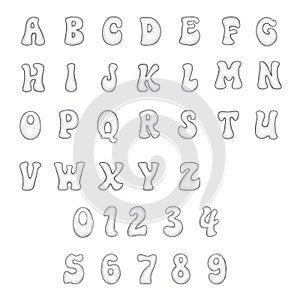 Wireframe alphabet A-Z capital letter with number