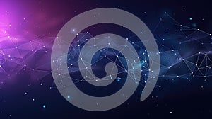 Wireframe background with plexus effect. Futuristic banner with copy space