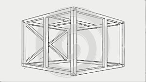 Wireframe cube structure, geometric design element for modern projects vector design Generative AI