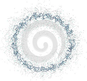 Wireframe 3D mesh polygonal vector circle. Network line, design sphere, dot and structure illustration