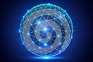 Wireframe 3D mesh polygonal sphere