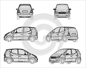 Wireframe design of car