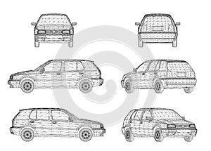 Wireframe design of car