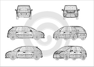 Wireframe design of car