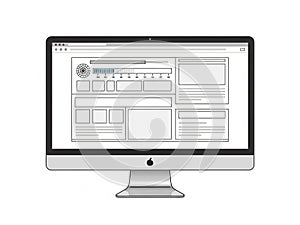 Wireframe design on computer screen