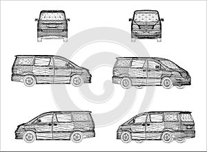 Wireframe design of Van car