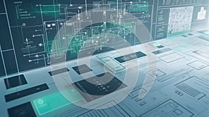 A wireframe of a digital interface, illustrating the initial structure and layout of a user-centered design