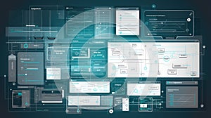 A wireframe of a digital interface, illustrating the initial structure and layout of a user-centered design