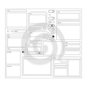 Wireframe elements isolated on white background