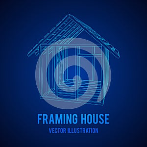 Wireframe framing house