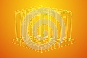 Wireframe framing house