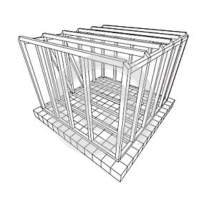 Wireframe framing house