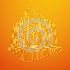 Wireframe framing house