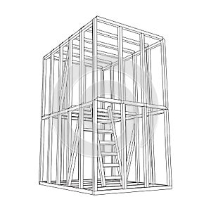 Wireframe framing house