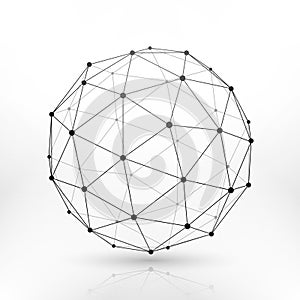 Wireframe globe sphere, connectivity, network tech connection vector concept