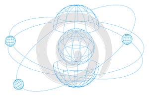 Wireframe globes (vector)