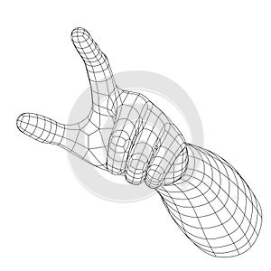 Wireframe Hand Touching the Screen