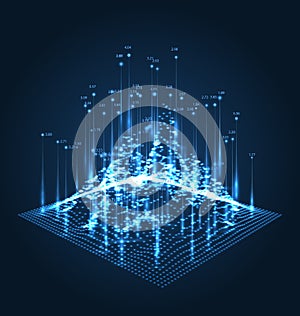 Wireframe Landscape Pattern. Big Data. Geometric Terrain Design