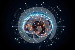 wireframe mesh brain scan technology electric technology concept, Generated AI