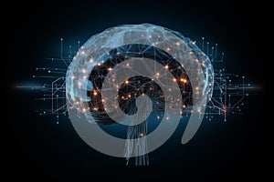 wireframe mesh of brain technology by Generative AI