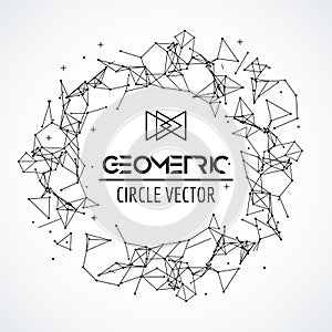 Wireframe mesh circle, broken polygonal sphere with connected lines and dots. Connection concept. Digital social network
