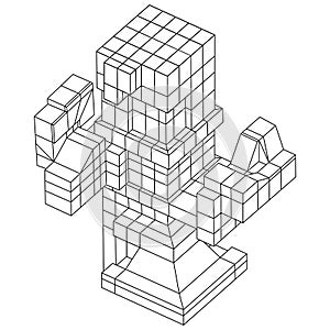 Wireframe Mesh Cubes element.