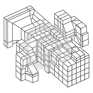 Wireframe Mesh Cubes element.