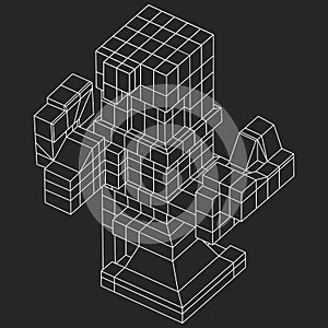 Wireframe Mesh Cubes element.