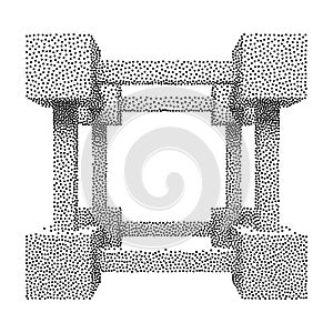 Wireframe Mesh Dotwork Vector Cube